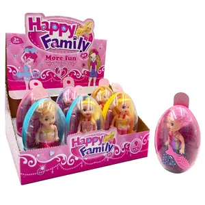 Wholesale plastic candy toys doll in surprise eggs nice easter gift toy with candy for kids playing