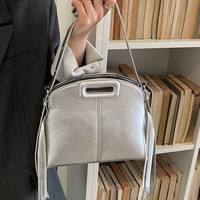Sac à bandoulière vintage pour femme en PU, élégant et luxueux, avec chaînes géométriques, fonction antivol et doublure en polyester