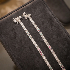 Women's Trendy Silver Indian Fashion Anklets with Circling Setting Made in India - Product Image 4