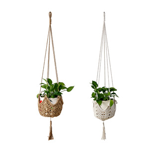 Macrame Plant Hangers Jute Crochet Hanger Large Hanging Wall Plants with S Shaped <strong>Hooks</strong> for Fence <strong>Planters</strong> Plant Flower Pots - Product Image 5
