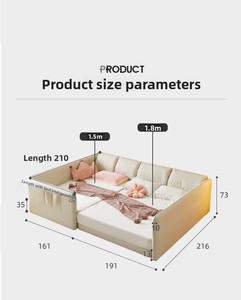Cama de tela, Cama acolchada, Cama tatami, Cama de princesa para dormitorio, Cama infantil, Cama combinada para dormitorio principal, Cuna para bebé - Product Image 5