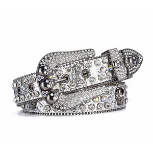 Sparkly Skull Buckle <span class=keywords><strong>Bb</strong></span> <span class=keywords><strong>Simon</strong></span> Rhinestone Belt pour hommes femmes Bling Bling magnifique et robuste Western Diamond Crystal Belt Vendeur - Product Image 3