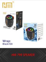 HM-799 Haut-parleur Bluetooth portable sans fil avec lumières RGB colorées, super basses stéréo, en tissu, radio FM/TF – Meilleures ventes et prix abordable