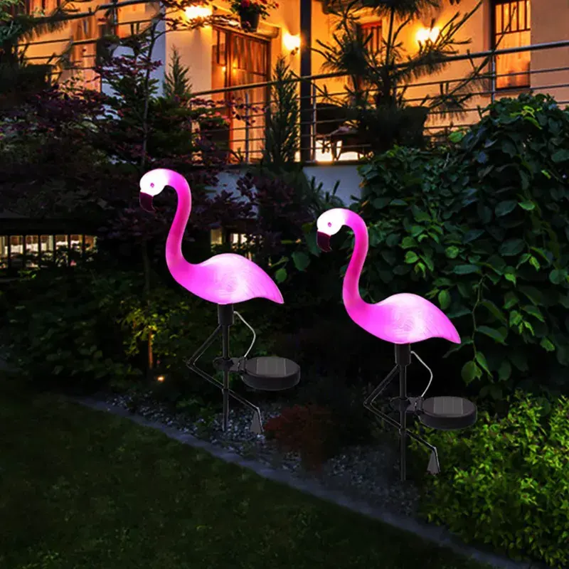 Lampes solaires d'extérieur étanche LED Flamingo Lampe Flamenco Animaux Jardin Décoratif Solaire Paysage Lumière
