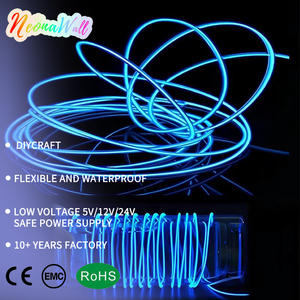 Tira de Luz LED de PVC Azul Neonawall, Portátil, con Cable EL, Funciona con Batería, Cortable a 360°, Luz de Cuerda Personalizable en Color para Fiestas - Product Image 1