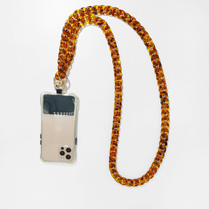 Cinturino <span class=keywords><strong>a</strong></span> <span class=keywords><strong>tracolla</strong></span> per cellulare con anelli in resina acrilica leopardata, cordino da spalla con supporto per telefono e clip per cellulare - Product Image 4