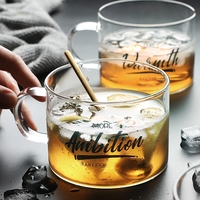 Tasse à café en verre créative avec lettres, tasse à lait, jus, eau, tasses à café nordiques, tasses à café plaquées or, tasses à yaourt pour le petit-déjeuner, tasses en cristal pour les amoureux, cadeaux