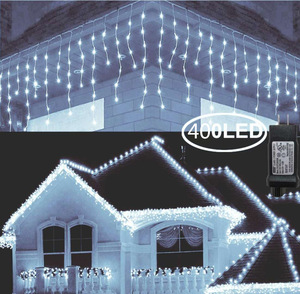 Guirlandes lumineuses de Noël d'extérieur 400 LED avec 8 motifs Rideau de lumières LED féériques pour décoration de mariage, fête, vacances - Product Image 2