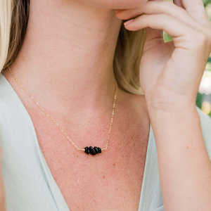 Collar minimalista de piedras preciosas con <span class=keywords><strong>chip</strong></span>, collares de piedra Natural de acero inoxidable chapados en oro impermeables, joyería para mujer - Product Image 3