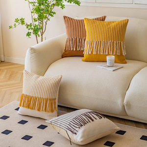 Funda de cojín a rayas HomeMall, funda de cojín cuadrada de poliéster extraíble de 18x18 pulgadas para decoración de sofá y cama - Product Image 3