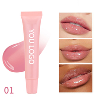 Huile à lèvres végane personnalisable avec logo, baume à lèvres hydratant longue durée, SPF, saveur fruitée, gloss à lèvres en tubes souples à marque privée
