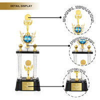 Trofeo de Plástico Grande Personalizado para Deportes, Premio Conmemorativo con Figuras y Logotipo Intercambiables, Venta al Por Mayor