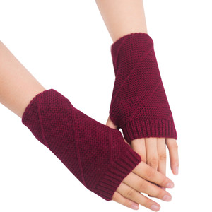 Gants en tricot pour femmes, mi-longs, automne-hiver, demi-doigts, chauffe-mains, <span class=keywords><strong>mitaines</strong></span> douces en forme de losange, manches de bras pour filles - Product Image 4