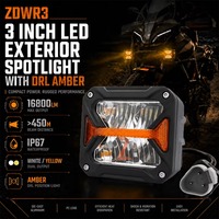 Feux de travail LED 90W en forme de cube, étanches IP67, 12V, 3000K, ambre, DRL, pour tout-terrain, pour 4x4, SUV, extérieur de voiture