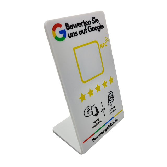Customized PVC QR Code Google Review NFC Card Touchless UV 13.56MHz Menu Stand with RFID Interface Waterproof for Hotel Use