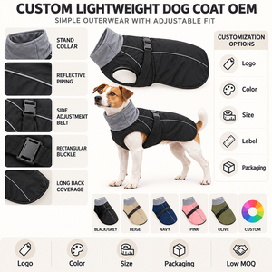 Abrigo de Invierno para Perro, Chaqueta de Nailon Negra Resistente al Viento con Cuello Alto Gris para Perros Pequeños - Product Image 2