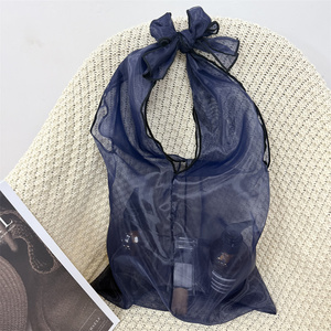 Custom Logo <b>Transparent</b> Organza Tote <b>Bag</b> Polyester Carry-on Wrist or Shoulder Shopper Handbag for Industry or Gift Use - Product Image 2