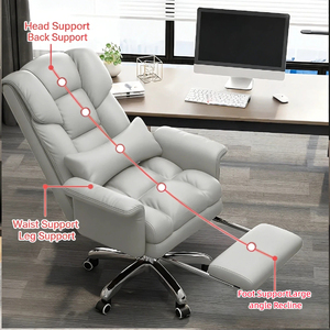 Cadeira de Escritório Boss Confortável para Casa, Sofá Reclinável para Sedentário, Assento de Couro com Encosto, Base de Cinco Estrelas com Rodízios - Product Image 3