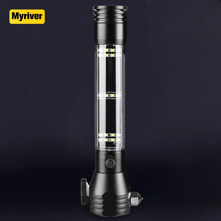 Myriver – lampe frontale Rechargeable 1000 2000 Lumen, marteau lumineux d'urgence, Mini lampe torche solaire à main puissante T6, lampe de poche Led