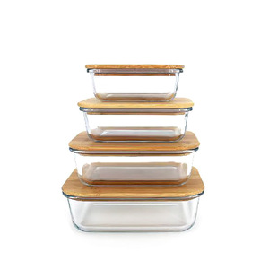 Juego de Loncheras de Vidrio de Borosilicato con Tapa de Bambú, Sellado Hermético, Apto para <span class=keywords><strong>Microondas</strong></span>, para Trabajadores de Oficina - Product Image 4