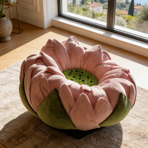 Sillón Individual Rosa Flor de Loto, Sillón de Terciopelo de Lujo con Forma de Pétalo, Cómodo Sillón Individual para Sala de Estar - Product Image 1