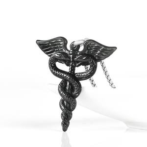 Colgante de Jade Negro Caduceo de Jadeíta Natural UNISEX Diseño Original de Mitología Griega Antigua Regalo con Certificado de Tasación D075 - Product Image 3