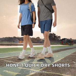 Shorts de sport décontractés pour hommes en Spandex et Polyester, ultra respirants, séchage rapide, écologiques, imperméables, 100 g/m², couleur unie, pour la gym - Product Image 2
