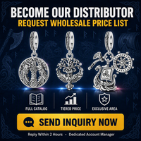 MULA Ensemble de breloques pendantes Viking en Argent Sterling 925, motif Marteau de Thor Mjolnir et Rune, pour bracelet, vente en gros, compatible avec bracelet à perles et bijoux DIY