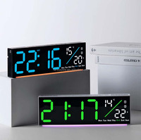 YIDA TIME 大型 LED 数字挂钟带日历、温度、跳秒显示、闹钟、倒计时器