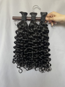 Cheveux humains à tresser pour tresses bohèmes, cheveux bouclés ondulés profonds 12A, extensions de cheveux vierges brésiliens non traités en vrac - Product Image 3