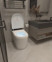 Les familles européennes adorent la toilette intelligente avec télécommande, drain S-trap, siège chauffant, fixation au sol, toilette connectée pour maison intelligente, garantie de 2 ans