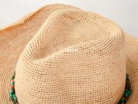 D D Vente en gros Chapeau de cowboy au crochet en paille de raphia naturel protecteur contre le soleil d'été pour unisexe