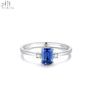 Nuevos Productos al por Mayor, Joyería Fina, Anillo de Diamantes Naturales, Conjunto de Joyería de Zafiro Real, Anillo de Zafiro Natural en Oro Blanco Sólido de 18K - Product Image 1
