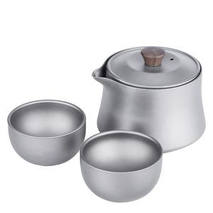 อุปกรณ์เสริม Cam กลางแจ้งถ้วยชาไทเทเนียมชุดแบบพกพาน้ําหนักเบากลางแจ้ง Camping ชาจีนสําหรับการเดินทางเดินป่าตกปลา - Product Image 4