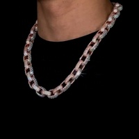 Usine directe 925 argent Sterling hommes Baguette câble lien chaîne Hip Hop GRA Bling VVS 13MM Moissanite Pass diamant collier