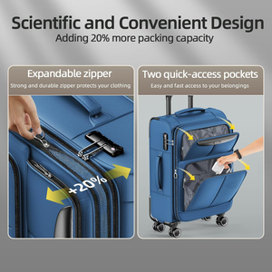 Luggage Sets 3 Piece Softside Expandable Lightweight Durable <strong>Suitcase</strong> Sets Double Spinner Wheels TSA Lock Light Coffee 20 24inch - Product Image 4