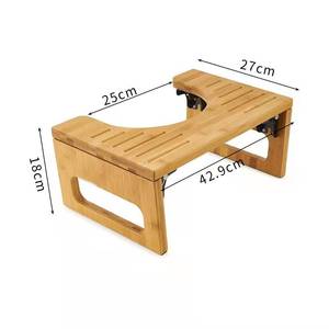 Repose-pieds pliable en bois 41,5x27,5x18cm, antidérapant, marchepied pour salle de bain et toilettes - Product Image 3