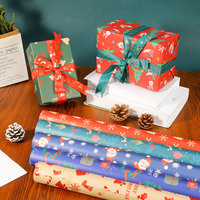 Papier d'emballage de Noël biodégradable de haute qualité, imprimé numériquement en rose, en gros, pour l'emballage de cadeaux