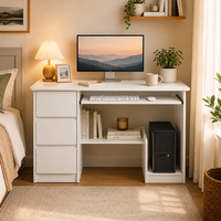 Bureau d'ordinateur pour le télétravail avec tiroirs, poste de travail moderne avec étagère de rangement sous le bureau