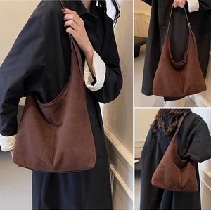 Factory Custom Logo Women's Bag Hot Sale Vintage Suede Leather <b>Tote</b> Bag Handbag with Polyester Lining - Product Image 5