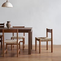 Chaise de salle à manger en bois massif avec cadre en bois et corde tressée pour la vente en gros de meubles de restaurant