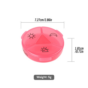 Boîte à pilules ronde en plastique rose avec couvercles et motif soleil et lune pour le rangement des médicaments - Product Image 5
