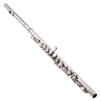 C Key Flutes Closed 16 Hole Flute Nickel Plated Woodwind Instrument for Beginner Silver