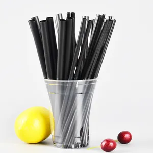 Guangzhou wholesale full size disposable Straight black Sharp Bubble tea big Plastic straws