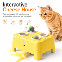 Juguete Interactivo para Gatos, Casa de Queso con Ratón Sonoro Automático, Juguete Electrónico Recargable para Mascotas, Venta al Por Mayor de Fábrica