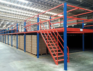 Plataforma de almacenamiento industrial de servicio pesado personalizada, sistema de entresuelo, escalera de acero, protección contra la corrosión, estantes con recubrimiento en polvo - Product Image 2