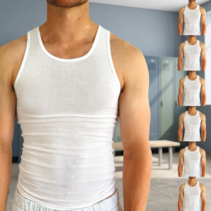 <b>Mens</b> Cotton Gym Singlet Sleeveless <b>Vest</b> Breathable Knitted <b>Sports</b> Tank Top Solid Color Plus Size Casual Fitness Workout Shirt - Product Image 3