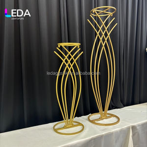 LEDA High Quality Metal Gold Flower Stand & Vase <b>Table</b> Centerpiece for Weddings and Parties - Product Image 3