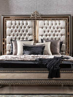 Neues Europäisches Design Massivholz Geschnitztes Französisches Luxus-Villa Schlafzimmermöbel Stoffbezogenes Doppelbett 1800x2000cm