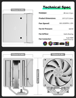 Refroidisseur d'air pour processeur HDT à double tour avec 6 caloducs, ventilateur silencieux PWM de 120 mm sans éclairage RGB, dissipateur thermique pour AMD AM5 Intel LGA 1851 1700